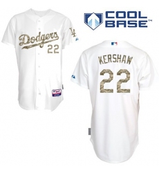 Men's Majestic Los Angeles Dodgers #22 Clayton Kershaw Replica White USMC Cool Base MLB Jersey