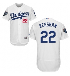 Men's Majestic Los Angeles Dodgers #22 Clayton Kershaw White Home Flex Base Authentic Collection 2018 World Series MLB Jersey