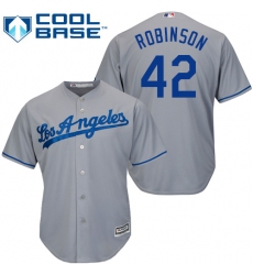 Women's Majestic Los Angeles Dodgers #42 Jackie Robinson Replica Grey MLB Jersey