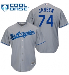 Men's Majestic Los Angeles Dodgers #74 Kenley Jansen Replica Grey Road Cool Base MLB Jersey