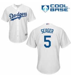 Men's Majestic Los Angeles Dodgers #5 Corey Seager Replica White Home Cool Base MLB Jersey