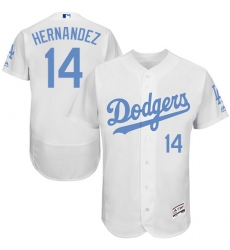 Men's Majestic Los Angeles Dodgers #14 Enrique Hernandez Authentic White 2016 Father's Day Fashion Flex Base MLB Jersey
