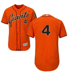 Men's Majestic San Francisco Giants #4 Mel Ott Orange Alternate Flex Base Authentic Collection MLB Jersey