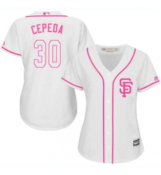 Women's Majestic San Francisco Giants #30 Orlando Cepeda Replica White Fashion Cool Base MLB Jersey
