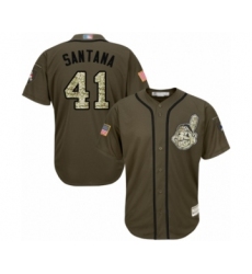 Youth Cleveland Indians #41 Carlos Santana Authentic Green Salute to Service Baseball Jersey