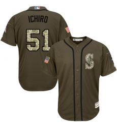 Men's Majestic Seattle Mariners #51 Ichiro Suzuki Authentic Green Salute to Service MLB Jersey