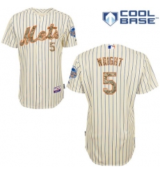 Men's Majestic New York Mets #5 David Wright Replica Cream USMC Cool Base MLB Jersey