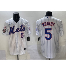 Men's New York Mets #5 David Wright White With Stitched Baseball Jersey