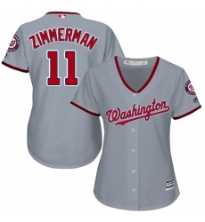 Women's Majestic Washington Nationals #11 Ryan Zimmerman Authentic Grey Road Cool Base MLB Jersey