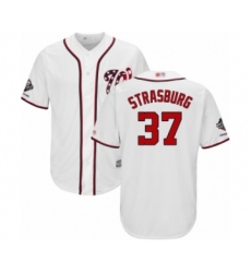 Youth Washington Nationals #37 Stephen Strasburg Authentic White Home Cool Base 2019 World Series Champions Baseball Jersey