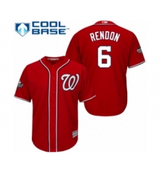 Youth Washington Nationals #6 Anthony Rendon Authentic Red Alternate 1 Cool Base 2019 World Series Bound Baseball Jersey