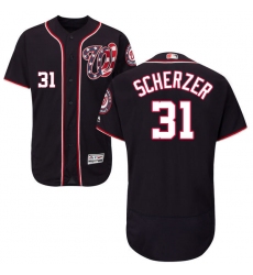 Men's Majestic Washington Nationals #31 Max Scherzer Navy Blue Alternate Flex Base Authentic Collection MLB Jersey
