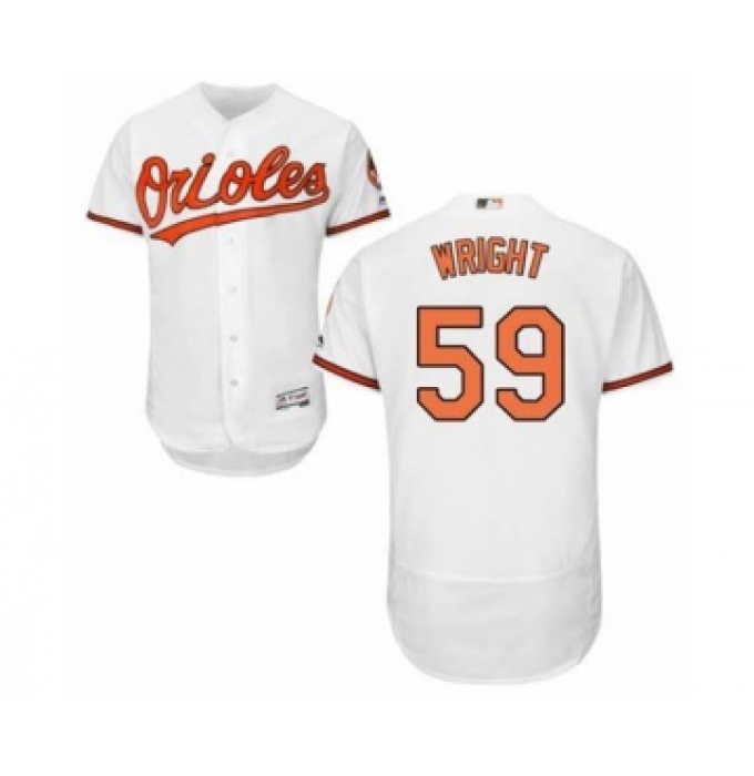 Men's Baltimore Orioles #59 Mike Wright Jr. Authentic White Home Flex Base Jersey