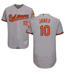 Men's Majestic Baltimore Orioles #10 Adam Jones Grey Road Flex Base Authentic Collection MLB Jersey