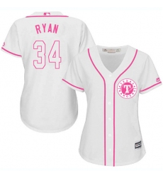 Women's Majestic Texas Rangers #34 Nolan Ryan Replica White Fashion Cool Base MLB Jersey