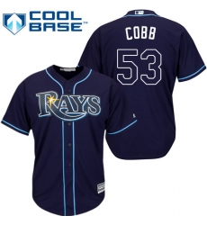 Youth Majestic Tampa Bay Rays #53 Alex Cobb Replica Navy Blue Alternate Cool Base MLB Jersey