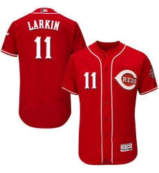Men's Majestic Cincinnati Reds #11 Barry Larkin Red Alternate Flex Base Authentic Collection MLB Jersey