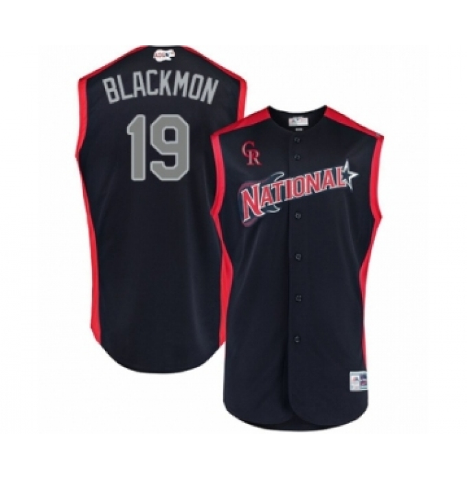 Men's Colorado Rockies #19 Charlie Blackmon Authentic Navy Blue National League 2019 Baseball All-Star Jersey