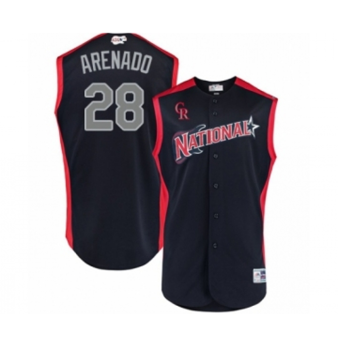 Youth Colorado Rockies #28 Nolan Arenado Authentic Navy Blue National League 2019 Baseball All-Star Jersey