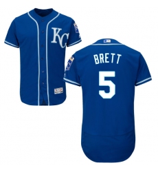 Men's Majestic Kansas City Royals #5 George Brett Royal Blue Alternate Flex Base Authentic Collection MLB Jersey