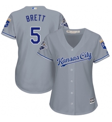 Women's Majestic Kansas City Royals #5 George Brett Replica Grey Road Cool Base MLB Jersey
