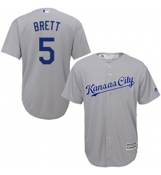 Youth Majestic Kansas City Royals #5 George Brett Replica Grey Road Cool Base MLB Jersey