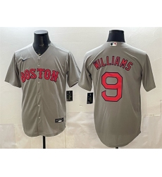 Men's Boston Red Sox #9 Ted Williams Grey Cool Base Stitched Baseball Jersey