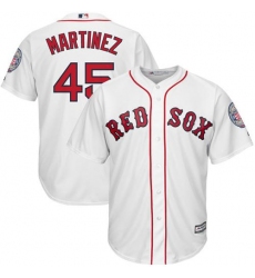 Men's Majestic Boston Red Sox #45 Pedro Martinez Replica White Cooperstown MLB Jersey