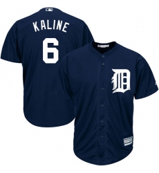 Men's Majestic Detroit Tigers #6 Al Kaline Replica Navy Blue Alternate Cool Base MLB Jersey