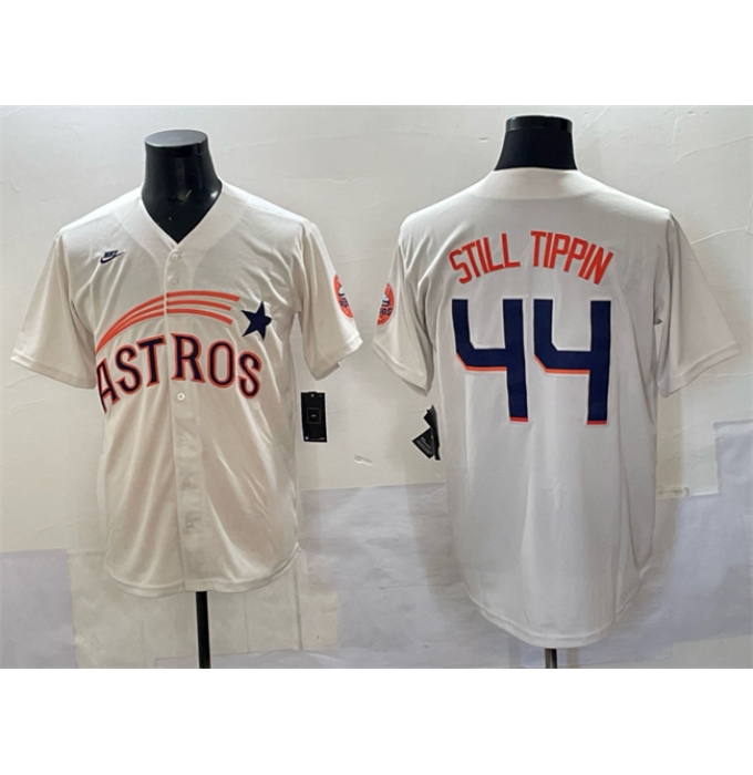 Men's Houston Astros #44 Still Tippin Cream Throwback Cooperstown Collection Limited Stitched Baseball Jersey