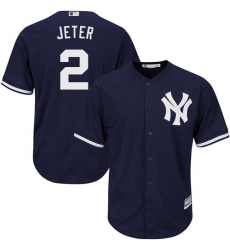 Men's Majestic New York Yankees #2 Derek Jeter Replica Navy Blue Alternate MLB Jersey