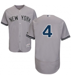 Men's Majestic New York Yankees #4 Lou Gehrig Grey Road Flex Base Authentic Collection MLB Jersey