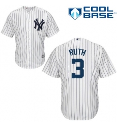 Men's Majestic New York Yankees #3 Babe Ruth Replica White Home MLB Jersey