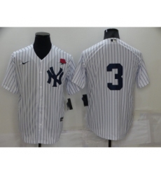 Men's New York Yankees #3 Babe Ruth White No Name Stitched Rose Nike Cool Base Throwback Jersey
