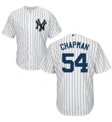 Youth Majestic New York Yankees #54 Aroldis Chapman Replica White Home MLB Jersey
