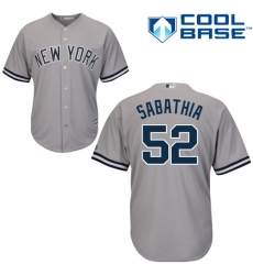 Youth Majestic New York Yankees #52 C.C. Sabathia Replica Grey Road MLB Jersey