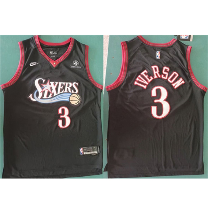 Men's Philadelphia 76ers #3 Allen Iverson Black 2025 Classic Edition Stitched Stitched Jersey