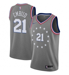 Women's Nike Philadelphia 76ers #21 Joel Embiid Swingman Gray NBA Jersey - City Edition
