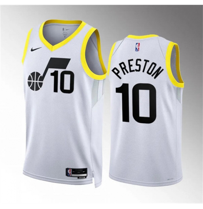 Men's Utah Jazz #10 Jason Preston White Association Edition Stitched Basketball Jersey