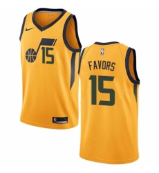 Men's Nike Utah Jazz #15 Derrick Favors Swingman Gold NBA Jersey Statement Edition