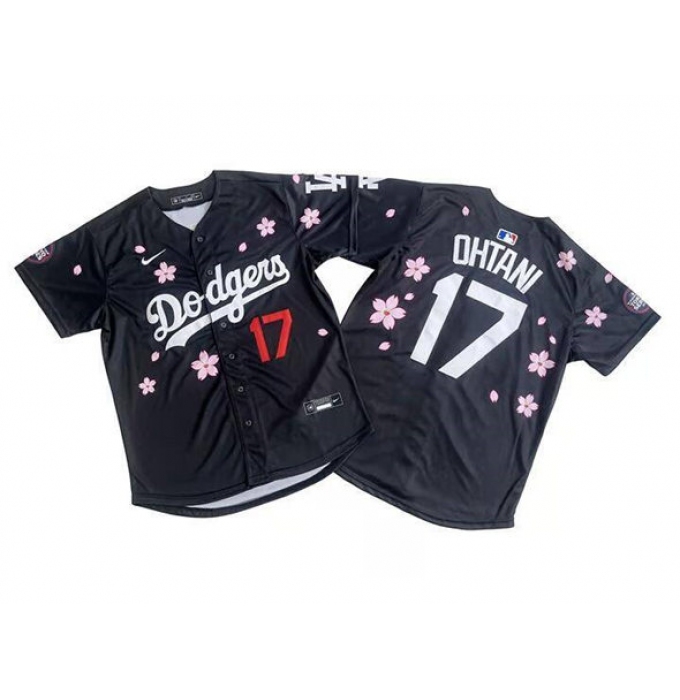 Men's Los Angeles Dodgers #17 Shohei Ohtani Black 2025 Tokyo Series Limited Stitched Baseball Jersey