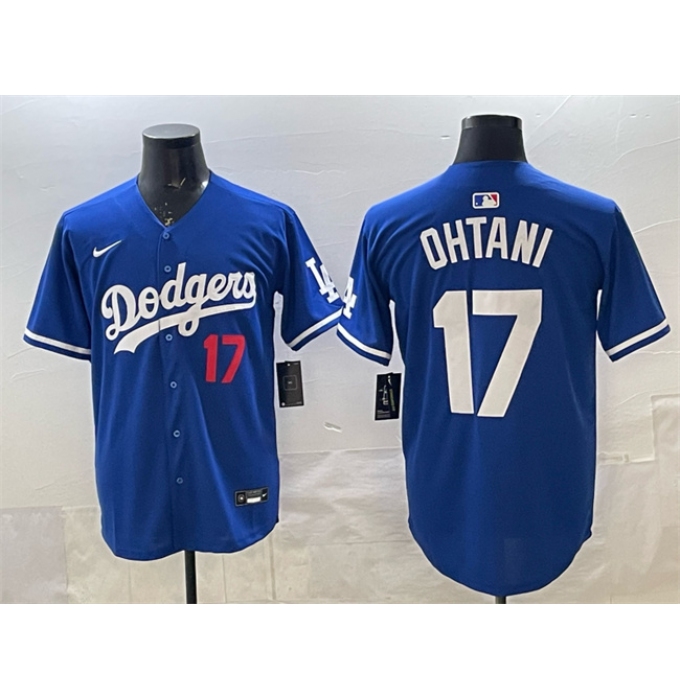 Men's Los Angeles Dodgers #17 Shohei Ohtani Royal Limited Stitched Baseball Jersey