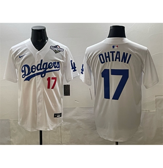 Men's Los Angeles Dodgers #17 Shohei Ohtani White 2025 World Series Home Limited Stitched Baseball Jersey
