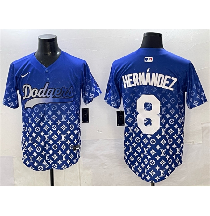 Men's Los Angeles Dodgers #8 Enrique Hernández Blue Limited Stitched Baseball Jersey