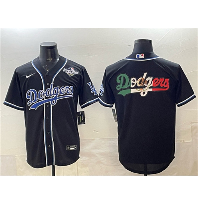 Men's Los Angeles Dodgers Team Big Logo Black Fashion 2025 World Series Cool Base Stitched Baseball Jersey