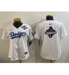 Women's Los Angeles Dodgers White 2025 World Series Champions Big Logo Home Limited Stitched Baseball Jersey(Run Small)