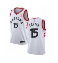 Men's Toronto Raptors #15 Vince Carter Swingman White 2019 Basketball Finals Champions Jersey - Association Edition