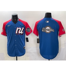 Men's National League Milwaukee Brewers Team Big Logo Blue Red Alternate 2025 All-Star Edition Limited Stitched Baseball Jersey
