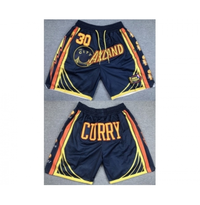 Men's Golden State Warriors #30 Stephen Curry Navy Shorts(Run Small)