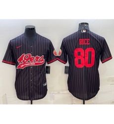 Men's San Francisco 49ers #80 Jerry Rice Black With Patch Cool Base Stitched Baseball Jersey
